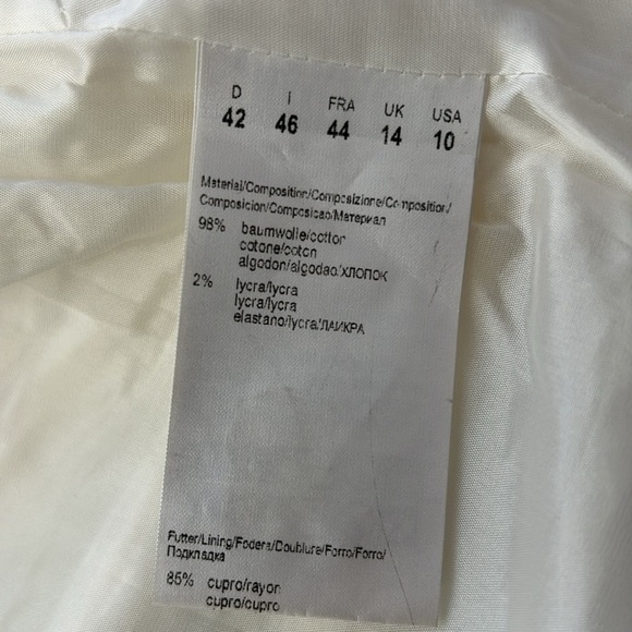 Hugo Boss US Sz 10 Cream Velvet with Satin Trim Snap Front Blazer - Picture 8 of 12